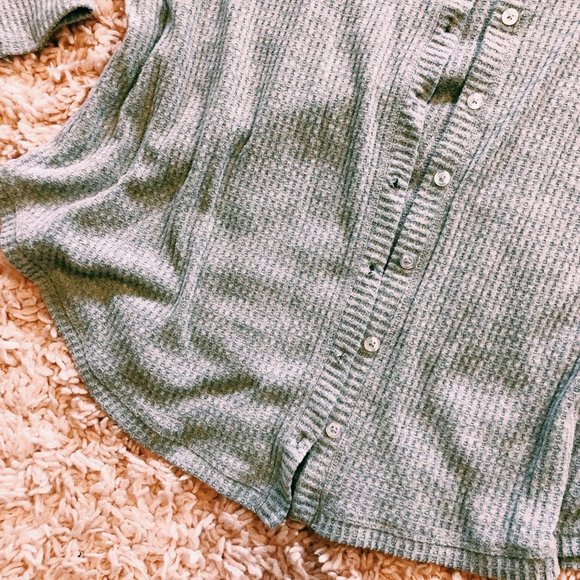 Colsie Gray Waffle Button-Up, Open Cardigan - Picture 5 of 12